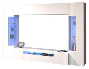 Parete Attrezzata Soggiorno 200x40x35 cm Egypt Bianco Lucido