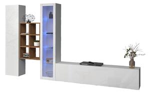 Parete Attrezzata Soggiorno 320x30x180 cm Maruska n°15 Bianco Lucido