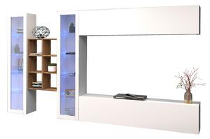 Parete Attrezzata Soggiorno 320x30x180 cm Maruska n°17 Bianco Lucido