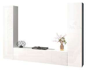 Parete Attrezzata Soggiorno 260x30x180 cm Maruska n°11 Bianco Lucido