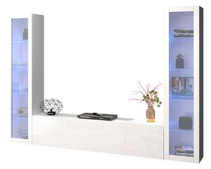 Parete Attrezzata Soggiorno 260x30x180 cm Maruska n°12 Bianco Lucido