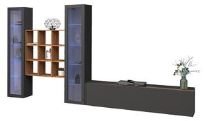 Parete Attrezzata Soggiorno 350x30x180 cm Maruska n°27 Grigio Antracite Opaco