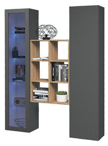 Parete Attrezzata Soggiorno 140x30x180 cm Maruska n°16 Grigio Antracite Opaco