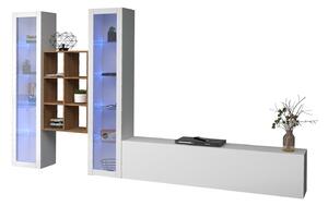 Parete Attrezzata Soggiorno 320x30x180 cm Maruska n°18 Bianco Lucido