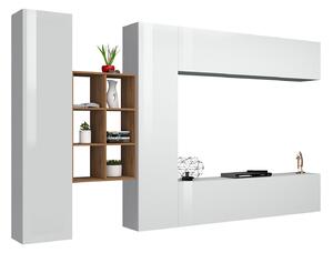 Parete Attrezzata Soggiorno 320x30x180 cm Maruska n°20 Bianco Lucido
