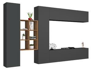 Parete Attrezzata Soggiorno 320x30x180 cm Maruska n°20 Grigio Antracite Opaco