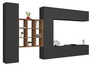 Parete Attrezzata Soggiorno 350x30x180 cm Maruska n°29 Grigio Antracite Opaco