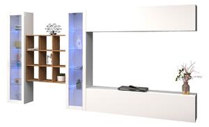 Parete Attrezzata Soggiorno 350x30x180 cm Maruska n°26 Bianco Lucido