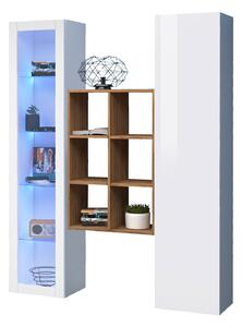 Parete Attrezzata Soggiorno 140x30x180 cm Maruska n°16 Bianco Lucido