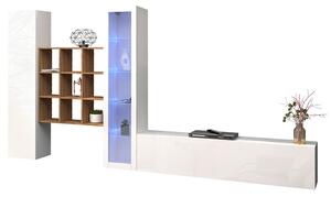 Parete Attrezzata Soggiorno 350x30x180 cm Maruska n°24 Bianco Lucido