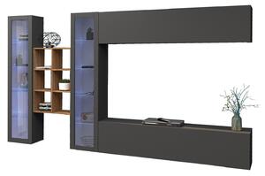 Parete Attrezzata Soggiorno 320x30x180 cm Maruska n°17 Grigio Antracite Opaco
