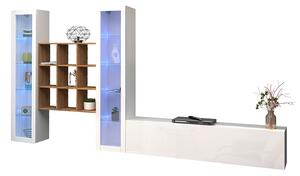 Parete Attrezzata Soggiorno 350x30x180 cm Maruska n°27 Bianco Lucido