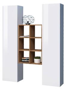 Parete Attrezzata Soggiorno 140x30x180 cm Maruska n°22 Bianco Lucido