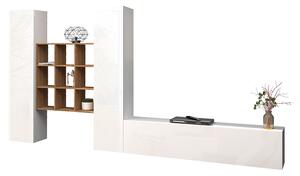 Parete Attrezzata Soggiorno 350x30x180 cm Maruska n°30 Bianco Lucido