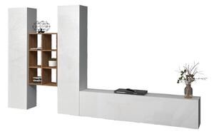 Parete Attrezzata Soggiorno 320x30x180 cm Maruska n°21 Bianco Lucido