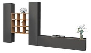 Parete Attrezzata Soggiorno 350x30x180 cm Maruska n°30 Grigio Antracite Opaco