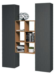 Parete Attrezzata Soggiorno 140x30x180 cm Maruska n°22 Grigio Antracite Opaco