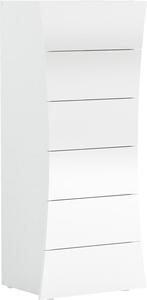 Mobile Cassettiera 6 Cassetti Settimino 52x40x121,7 cm Arco Bianco Lucido
