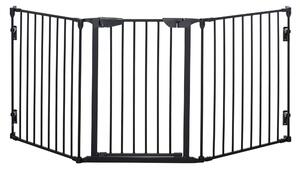 Cancellino per Cani Taglia Piccola e Media Pieghevole a 3 Pannelli 180x3x74,5 cm in Metallo e Plastica Nero