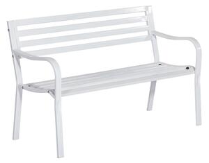 Panchina da giardino Park con braccioli 3 posti in acciaio con seduta in acciaio bianco