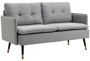 Divano 2 Posti in Tessuto 139x68x80 cm con Cuscini Imbottiti e Gambe in Acciaio Grigio