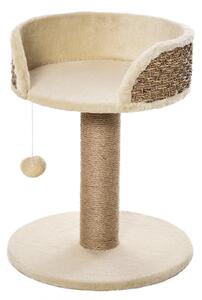 Albero Tiragraffi per Gatti con Lettino 40x40x49 cm Palo in Juta e Pallina Appesa Beige