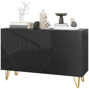 Mobile Contenitore con 2 Armadietti e Ripiano Regolabile 120x40x75 cm in Truciolato e Metallo Nero e Oro