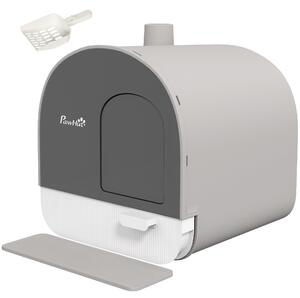 Lettiera per Gatti Chiusa con Filtri 43x44x47 cm Paletta e Vassoio in PP Grigio