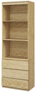 Mobile Libreria con 3 Ripiani e 3 Cassetti 60x35x180 cm in Legno Rovere