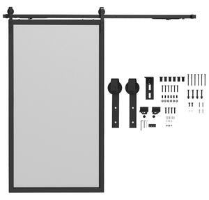 Kit Porta Scorrevole 90kg max Salvaspazio 244x0,5x4 cm in Acciaio al Carbonio con Accessori Nero