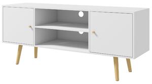 Mobile TV 55" max con 2 Armadietti e 2 Ripiani Aperti 120x34x50 cm in Legno e Truciolato Bianco