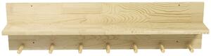Mensola da Parete con 7 Ganci per Ingresso e Soggiorno 80x12x20 cm in Legno di Abete