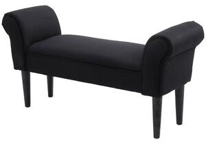 Panca Fondo Letto Imbottita con Braccioli Arrotolati 102x35x51 cm in Legno e Tessuto Nero