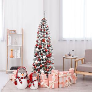 Costway Albero di Natale 180 cm con 250 luci LED calde, Abete artificiale innevato illuminato