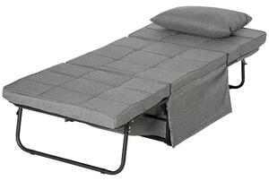 Pouf Letto Pieghevole Multiuso 4 in 1 con Schienale Reclinabile a 5 Livelli Grigio