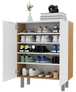 Scarpiera Moderna per 15-20 Paia di Scarpe 5 Ripiani e Chiusura Ammortizzata Bianco Lucido