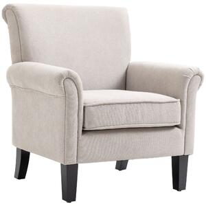 Poltrona d'Arredo in Stile Nordico con Braccioli 79x78x87 cm in Legno e Poliestere Grigio e Marrone