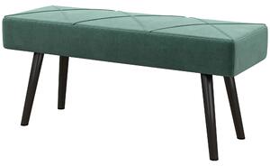 Panca Imbottita Fondoletto 100x36x45 cm in Tessuto Effetto Velluto e Acciaio Verde e Nero