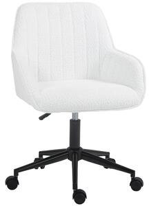 Sedia da Ufficio in Tessuto con Altezza Regolabile Seduta Girevole e Ruote Bianco