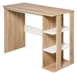 Scrivania Moderna in Legno con Scaffale a 3 Ripiani 100x44x74 cm in Truciolato Bianco e Quercia