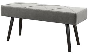 Panca Imbottita Fondoletto 100x36x45 cm in Tessuto Effetto Velluto e Acciaio Grigio