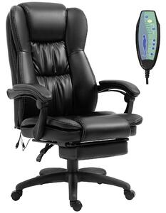Sedia da Ufficio ad Altezza Regolabile con 6 Punti Massaggianti 68,5x68,5x113-121 cm in Finta Pelle Nera