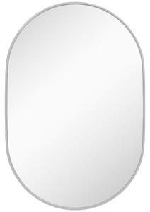 Specchio Bagno Ovale da Parete con Cornice in Alluminio 60x90 cm Verticale o Orizzontale Argento