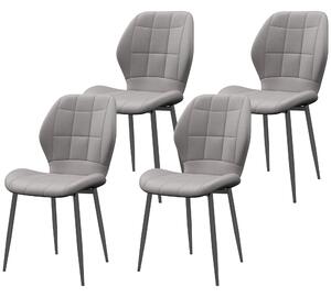 Set di 4 Sedie da Pranzo Moderne per Cucina e Soggiorno 47x57x85 cm Rivestimento in Flanella Grigio