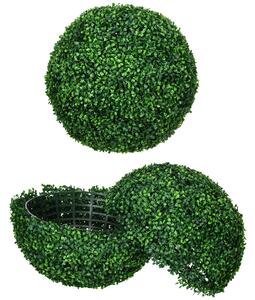 Set di 2 Piante Arteficiali Finte Sfera di Bosso Ø50 cm per Interno ed Esterno Verde