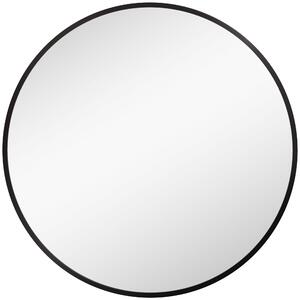 Specchio da Bagno Rotondo Moderno da Parete 70x70 cm con Cornice in Lega di Alluminio Nero