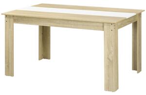 Tavolo da Pranzo Moderno per 6 Persone max 140x89,5x75 cm in Truciolato Bianco e color Rovere