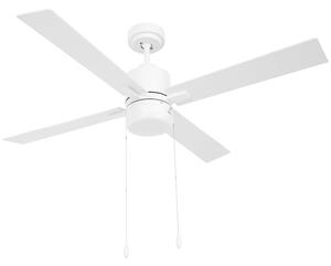 Ventilatore da Soffitto con Luce LED Ø130 cm 3 Velocità e Motore Reversibile Bianco e Legno