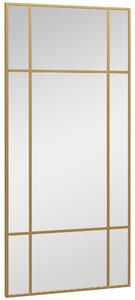 Specchio da Parete Stile Finestra con Montaggio Verticale e Orizzontale 110x50 cm Cornice in Oro