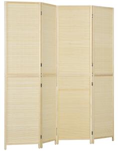 Paravento Separè 4 Pannelli da Interno 180x1,6x180 cm in Bambù di Rattan